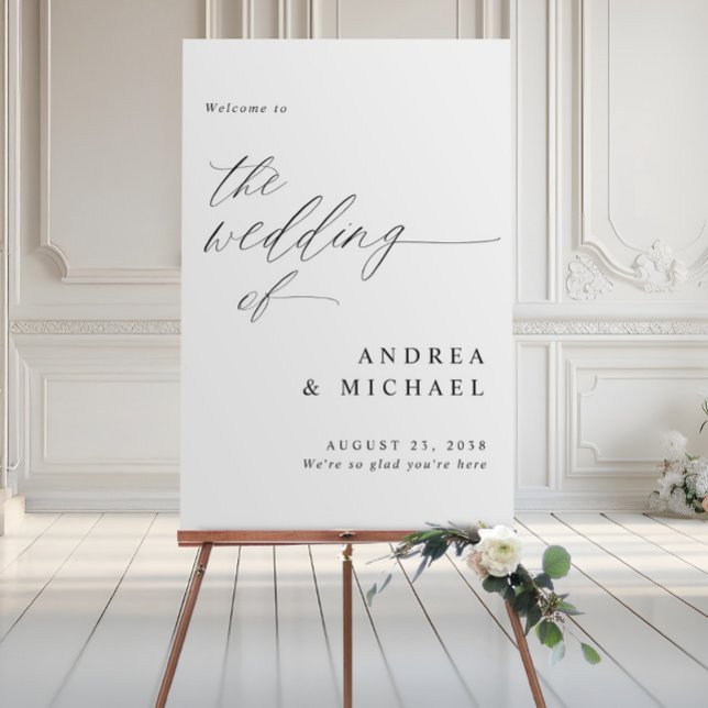 24x36 Modern Calligraphy Wedding Welcome Sign (24x36 Wedding Welcome Sign - Foam Board Poster (self standing) - Modern Romantic Calligraphy)