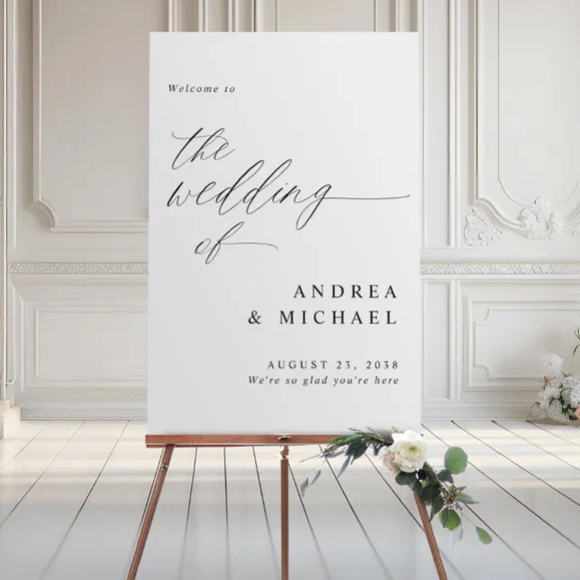 24x36 Modern Calligraphy Wedding Welcome Sign | Zazzle