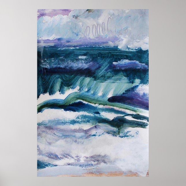24x36 Poster of Seascape, Beach, Ocean Painting (Front)