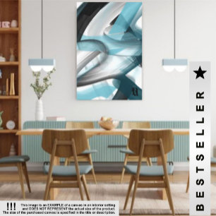24x36" Trend Abstract Art Canvas Black White Blue