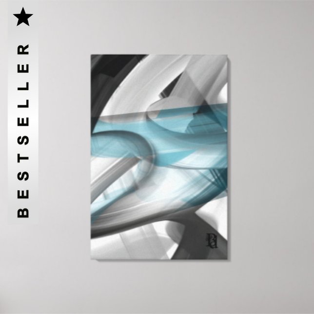 24x36" Trend Abstract Art Canvas Black White Blue (Creator Uploaded)