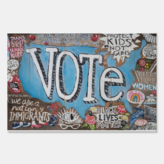 24x36 VOTE LOUD yard sign Original Artwork by Meg (Front)