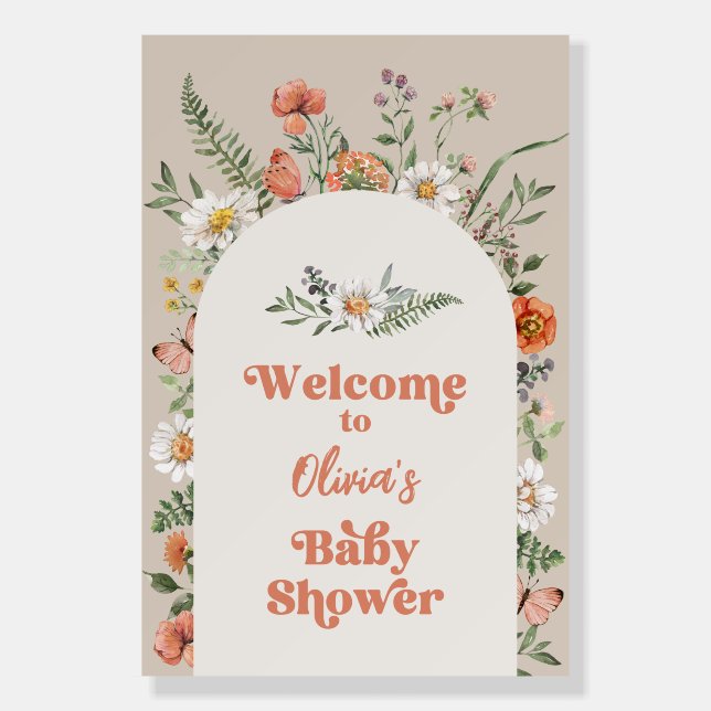 24x36" Wildflower Baby Shower Welcome Sign (Front)