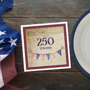 250 4th of July Vintage Patriotic USA Party Red Napkins