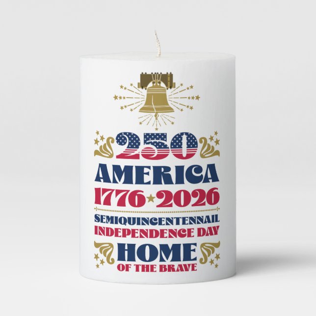 250 America Liberty Bell Pillar Candle (Front)