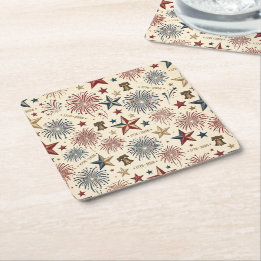 250 Anniversary America Patriotic 4th of July  Square Paper Coaster