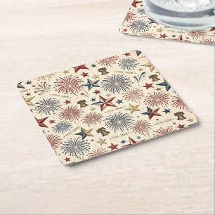 250 Anniversary America Patriotic 4th of July Square Paper Coaster