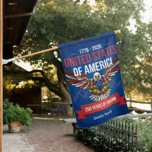 250 Anniversary USA 1776-2026 Patriotic July 4th House Flag