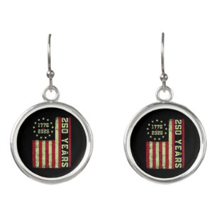250 Anniversary Usa Flag Earrings