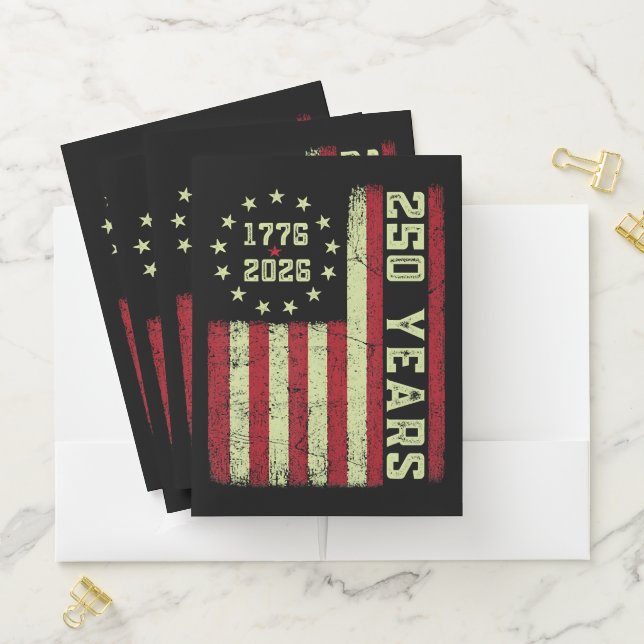 250 Anniversary Usa Flag Pocket Folder (In Situ)