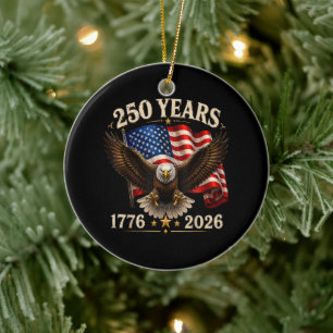 250 Anniversary USA Patriotic Eagle 250th Ceramic Ornament