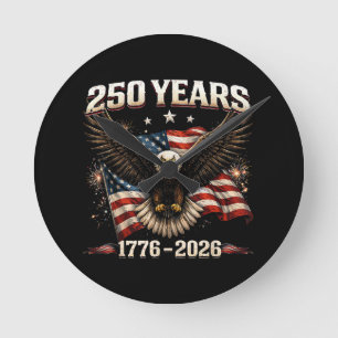 250 Anniversary USA Patriotic Eagle 250th Independ Round Clock
