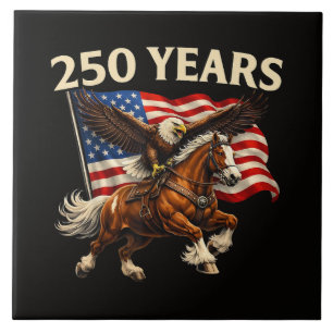 250 Anniversary USA Western Horse Eagle Ceramic Tile
