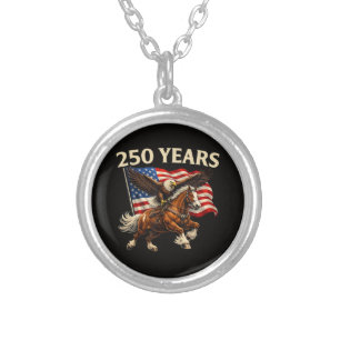 250 Anniversary USA Western Horse Eagle Silver Plated Necklace