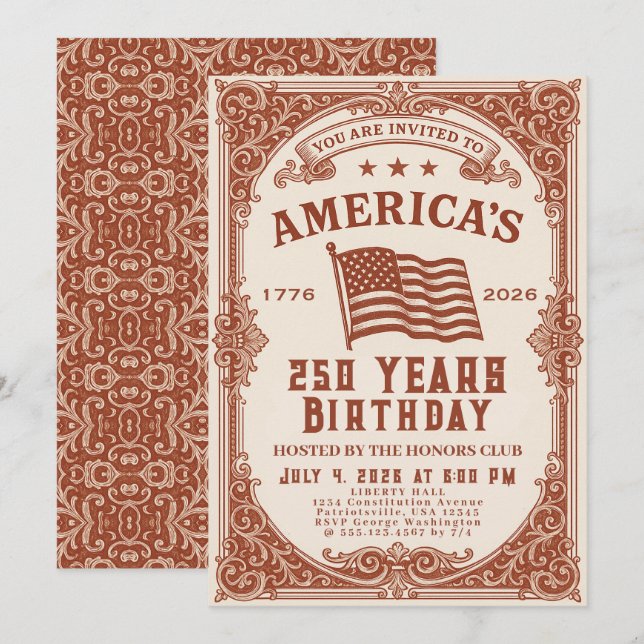250 Birthday of the USA  Invitation (Front/Back)