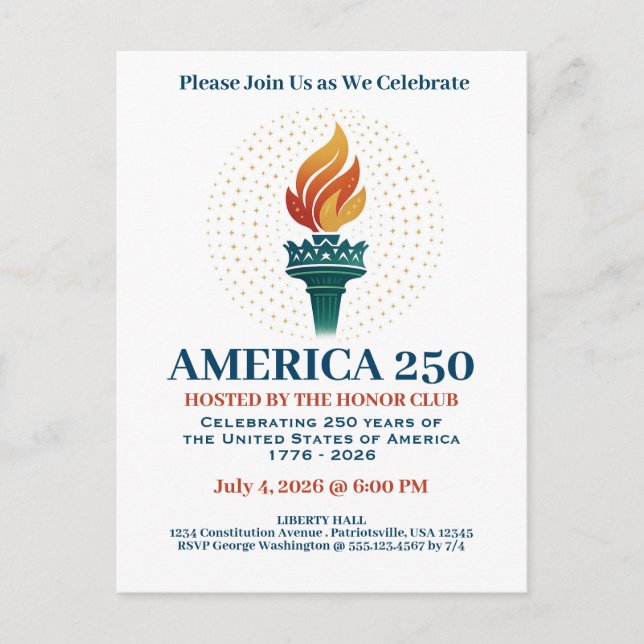 250 Birthday of the USA  Postcard (Front)