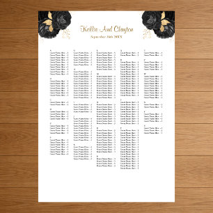 250 Black And Gold Floral Wedding Seating Chart Foam Board