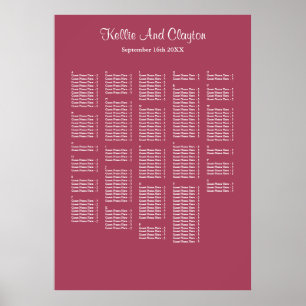 250 Burgundy Simple Wedding Seating Chart
