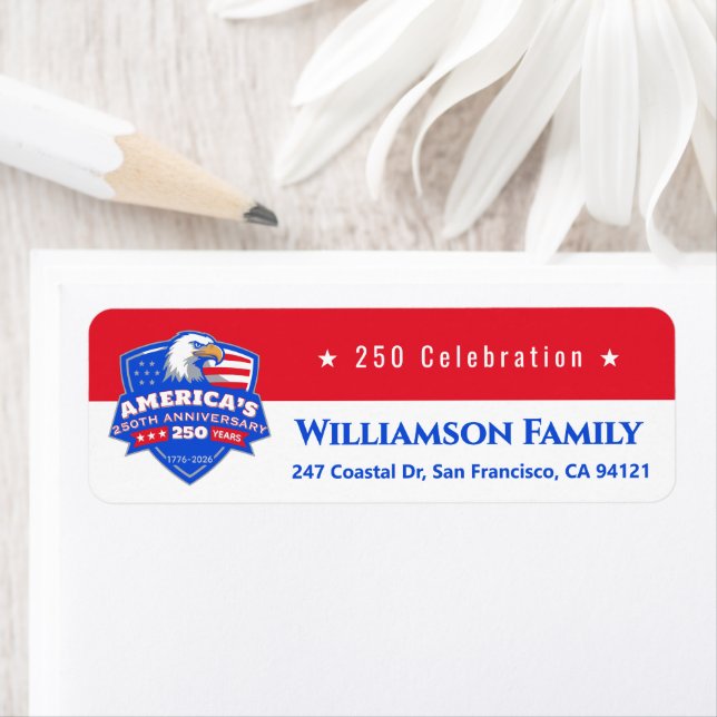 250 Celebration Patriotic Custom Return Address Label (Insitu)