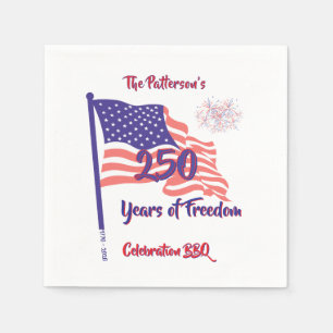 250 Fourth of July Patriotic BBQ Script Napkins