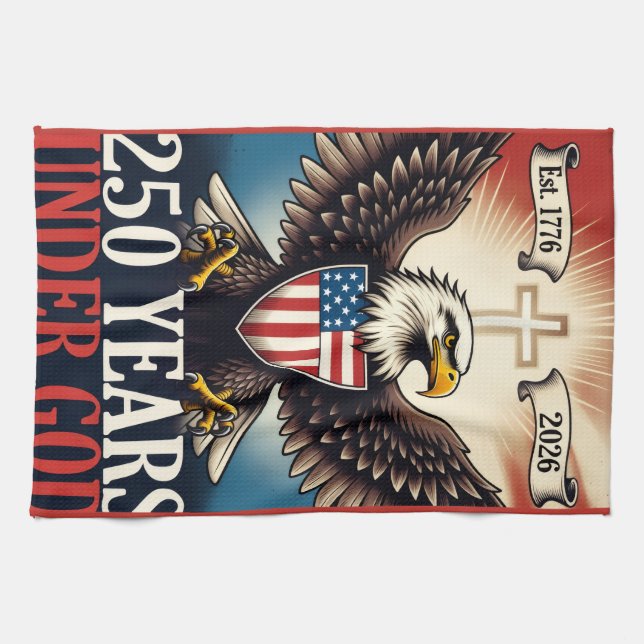 250 Independence Eagle Emblem Banner Kitchen Towel (Horizontal)