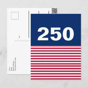 250 Red White and Blue USA 250th Anniversary Postcard