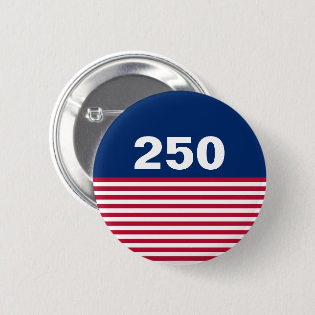 250 Red White and Blue USA Anniversary Button (Front & Back)