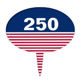 250 Red White and Blue USA Anniversary Cake Topper