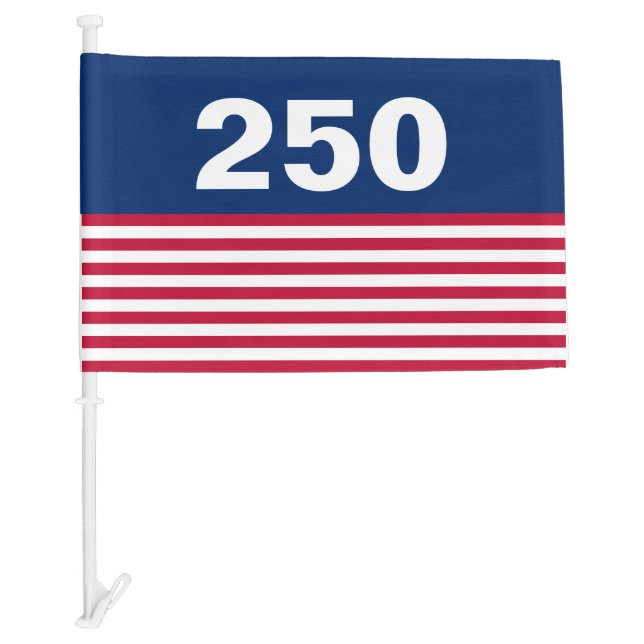 250 Red White and Blue USA Anniversary Car Flag (Front)
