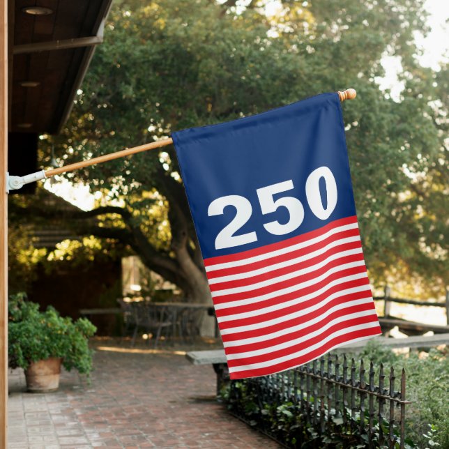 250 Red White and Blue USA Anniversary House Flag (In SItu)
