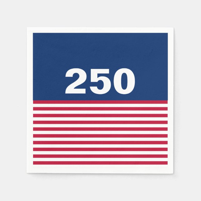 250 Red White and Blue USA Anniversary Napkins (Front)
