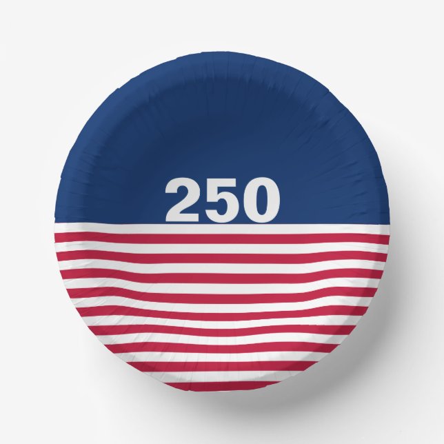 250 Red White and Blue USA Anniversary Paper Bowls (Front)