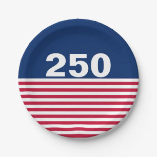 250 Red White and Blue USA Anniversary Paper Plates