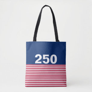 250 Red White and Blue USA Anniversary Tote Bag