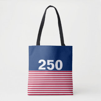 250 Red White and Blue USA Anniversary Tote Bag