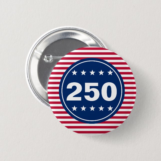 250 Stars and Stripes Red White and Blue Patriotic Button (Front & Back)