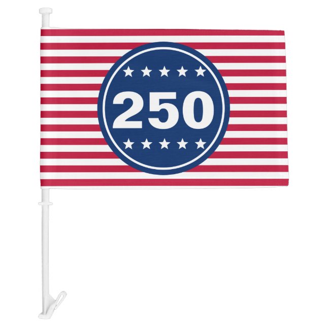 250 Stars and Stripes Red White and Blue Patriotic Car Flag (Front)