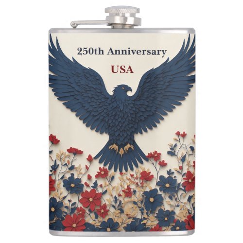 250 USA Anniversary Bald Eagle Patriotic American  Flask