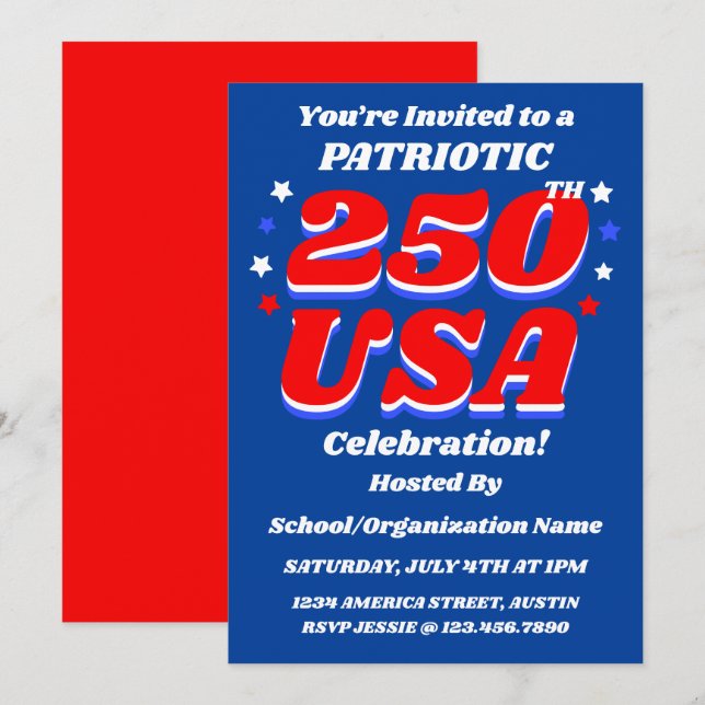 250 USA Celebration Editable Patriotic Invite (Front/Back)
