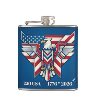 250 USA Freedom Anniversary 1776 to 2026 Eagle Art Flask