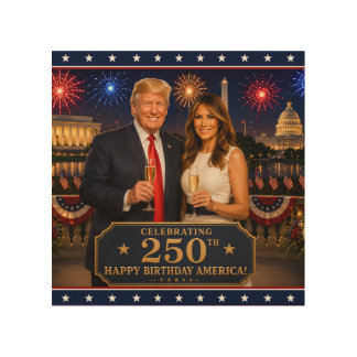 250 USA Trump Melania Semiquincentennial 1776 Wood Wall Art