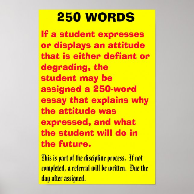 250 words - Customized Poster (Front)