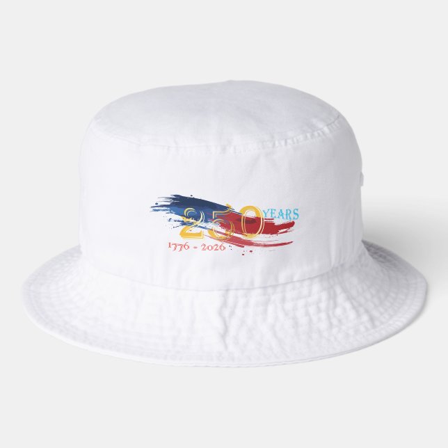250 Year American flag brush with gold numbers Bucket Hat (Front)