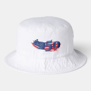 250 Year American flag brush with sapphire numbers Bucket Hat