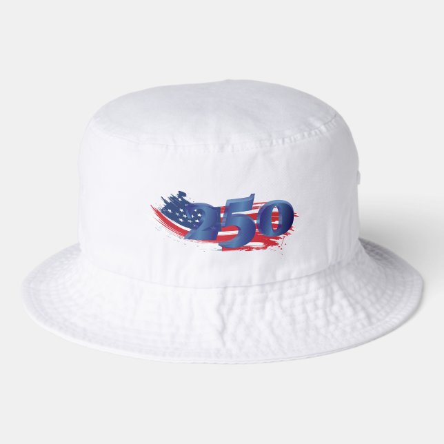 250 Year American flag brush with sapphire numbers Bucket Hat (Front)
