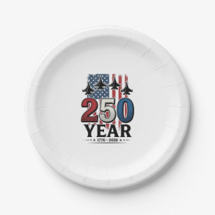250 Year Patriotic Jet Vintage Engraving Shirt Des Paper Plates