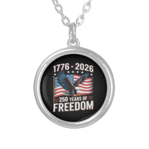 250 Years 1776 2026 250th 4th July Silver Plated Necklace