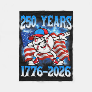 250 Years 1776 2026 250th Baseball American Flag 4 Fleece Blanket