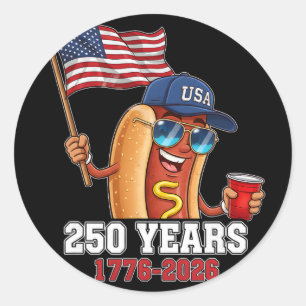 250 Years 1776-2026 250th Birthday Hotdog Classic Round Sticker