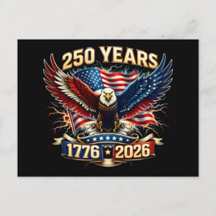250 Years 1776 2026 American Eagle Patriotic Postcard